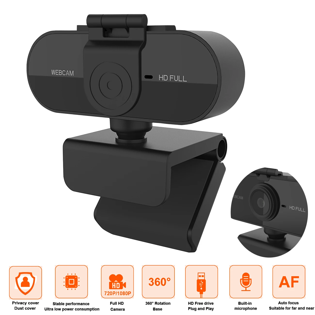 Для компьютера телефон с микрофоном веб-камера HD видео для ПК вращающаяся