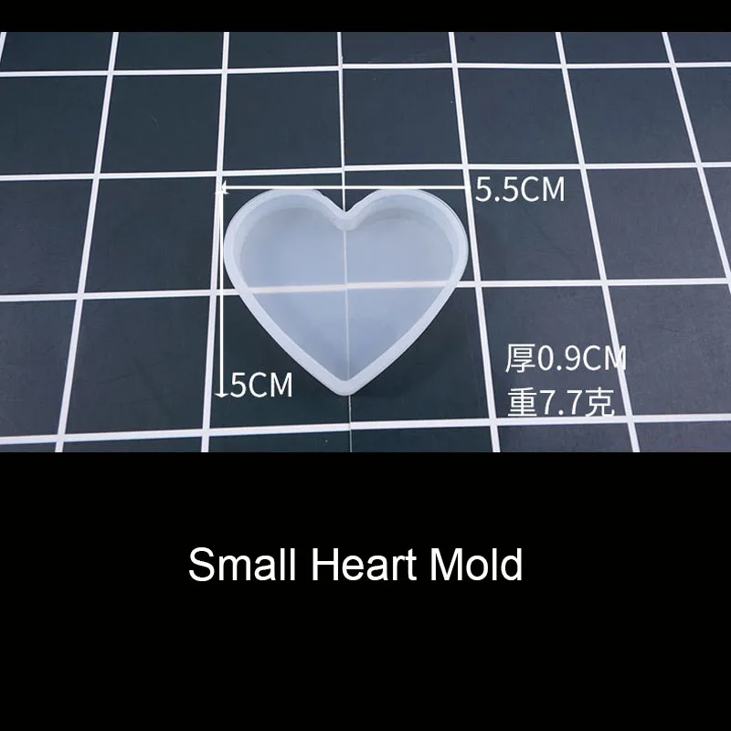Small Heart PopularVarious Size Of Love Heart Square Rectangle Base Board UV Expoxy Resin Decorative Jewelry Making Molds For Jewelry - Цвет: Small Heart