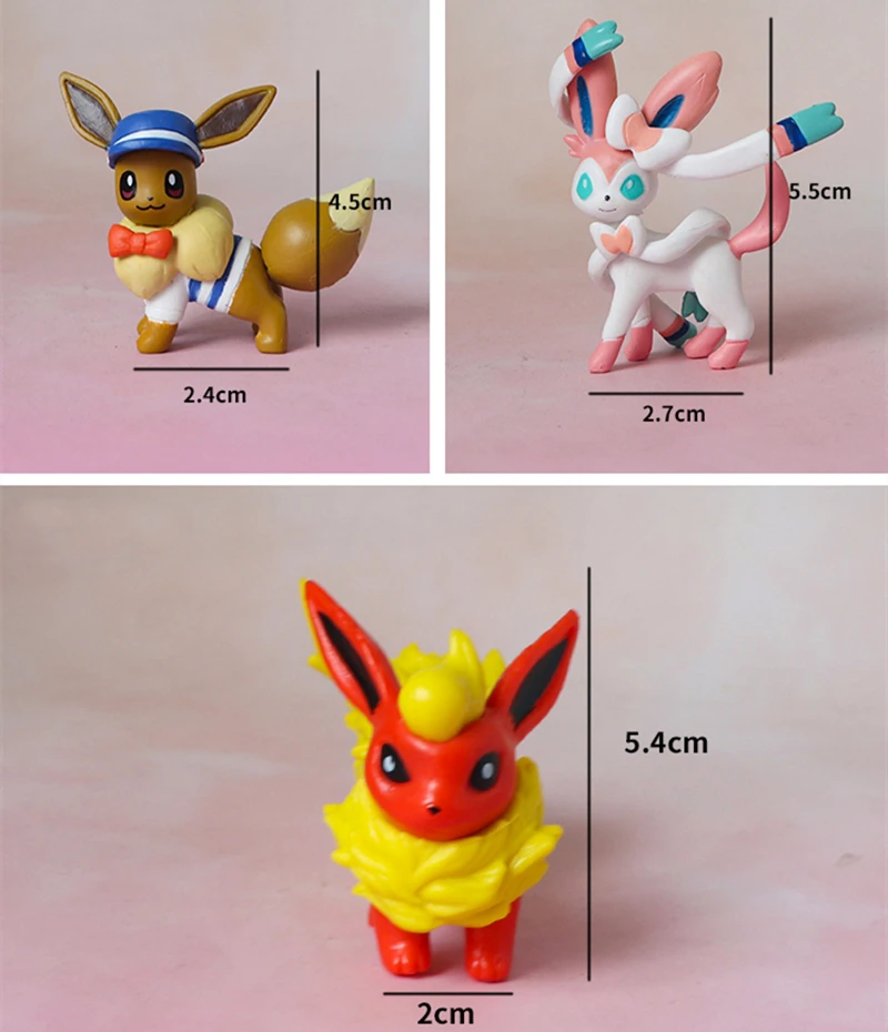

8pcs Set Genuine Kids Children Halloween Gift Pokemon Anime-action-figures-model Mega Evolution Eevee Sylveon Flareon Vaporeon
