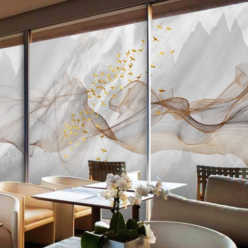 Blackout window glass sticker transparent opaque landscape painting film | Дом и сад