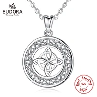 eudora 100 925 sterling silver celtic knot pendant fine round knot necklace good luck jewelry for lady girl new year gift d122