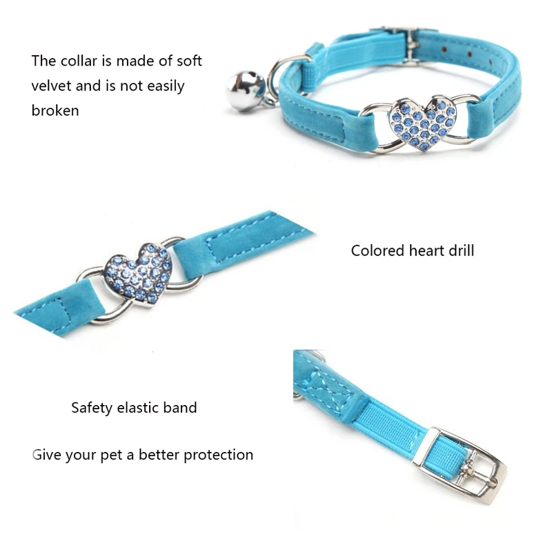 Стразы ожерелье для кошек в форме сердца и щенков безопасное эластичное