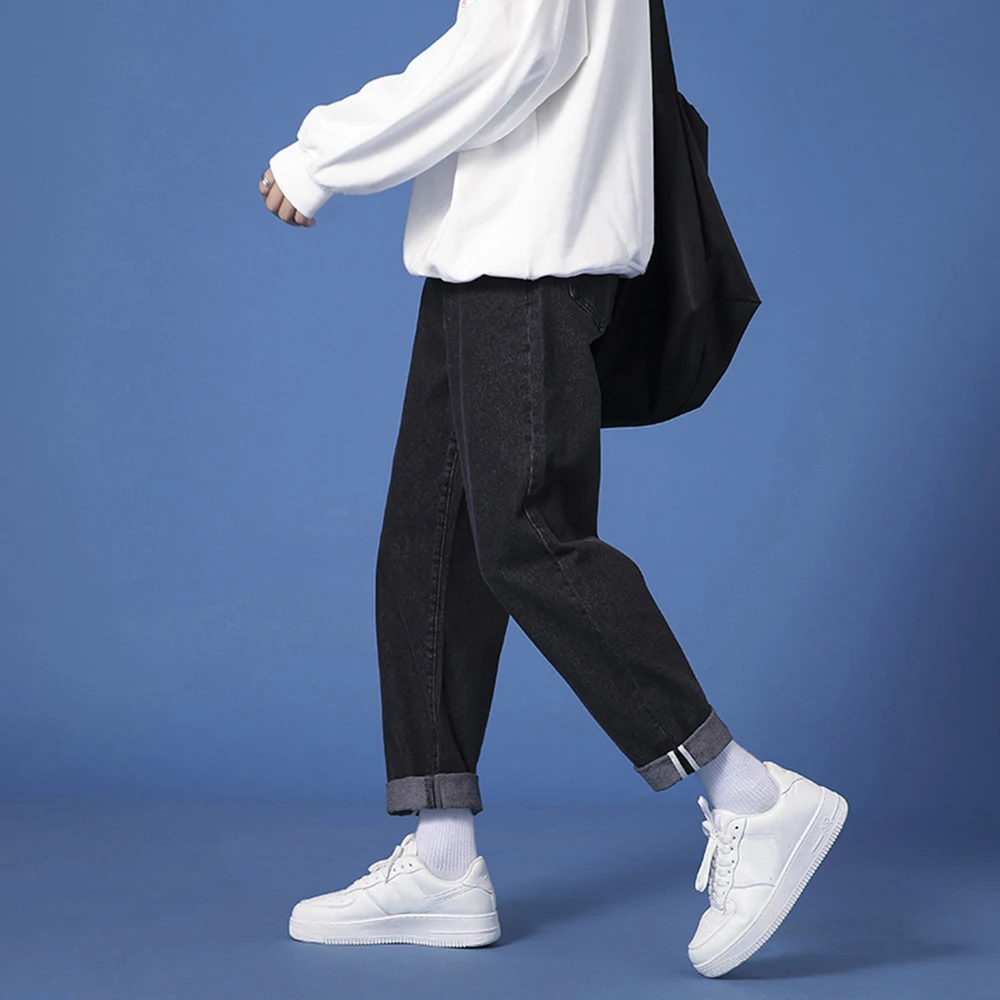 Men Denim Jeans Pants Casual Trousers Men's Slim Fit Long Pants Male Black Pencil Trousers Streetwear