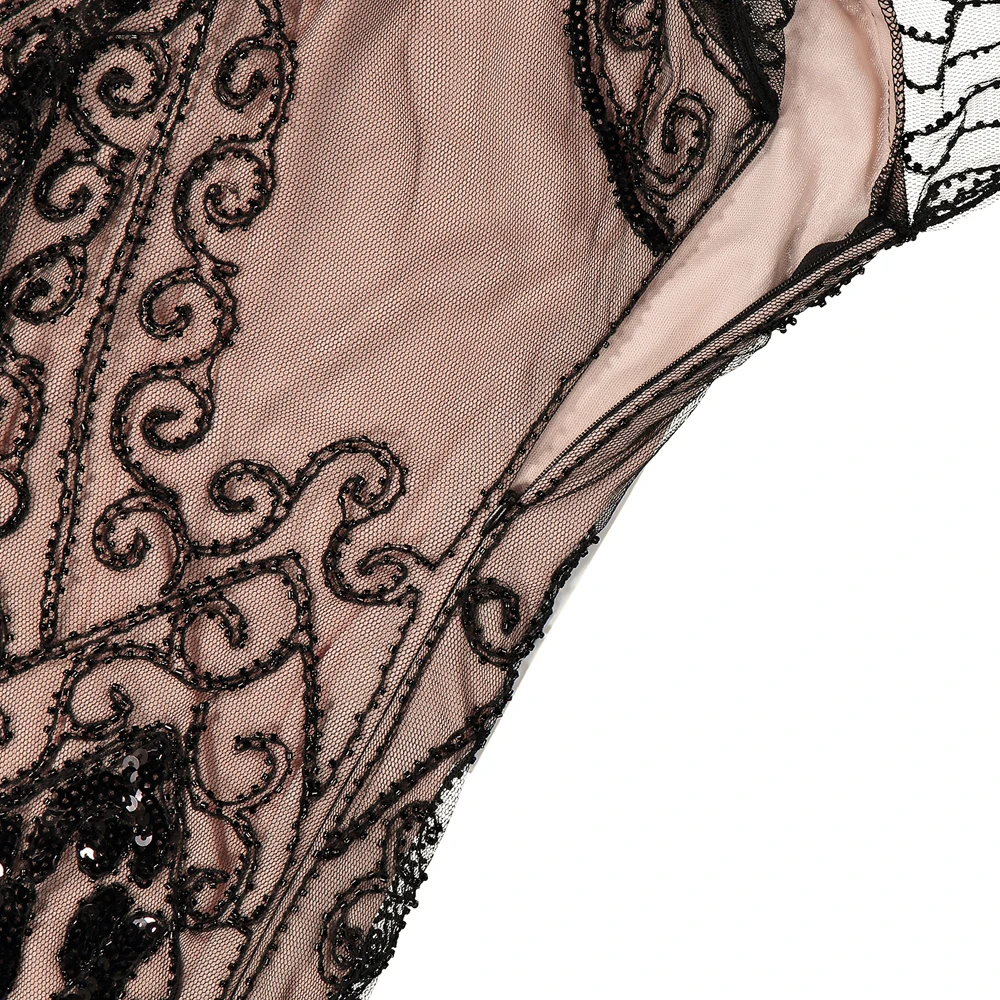 1920s Vintage Great Gatsby Dress V-Neck Embellish Beaded Sequin Flapper Evening Party Dress Short Butterfly Sleeve Robe Vestidos