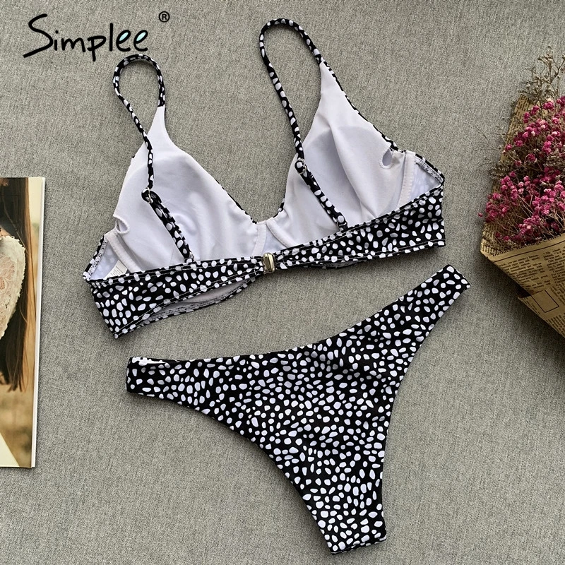 Женский купальник Simplee c пуш ап привлекательное бикини с принтом в горошек