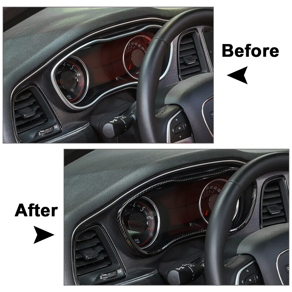 

Car Dashboard Instrument Trim Strip Decor Cover Carbon Fiber ABS For Dodge Challenger 2015 2016 2017 2018 2019