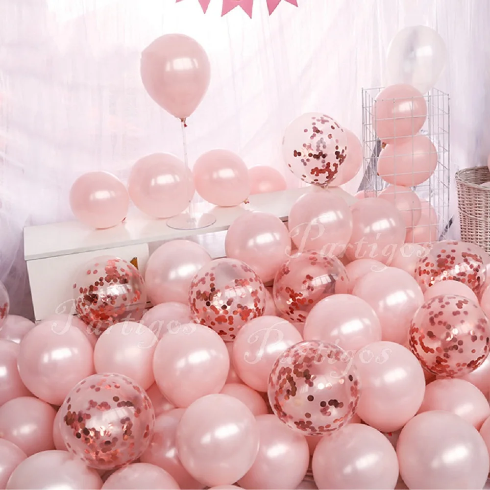 

20pcs Pink Rose Gold Confetti balloons Set Chrome metallic ballon Birthday Party Wedding Decoration Wedding Anniversary globals