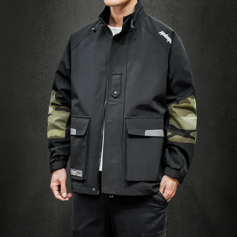 

Camouflage Military Jacket Men Cargo Oversized Jacket Men Stand Collar Loose Fashion Army Clothing Sport Casual Windproof Caot