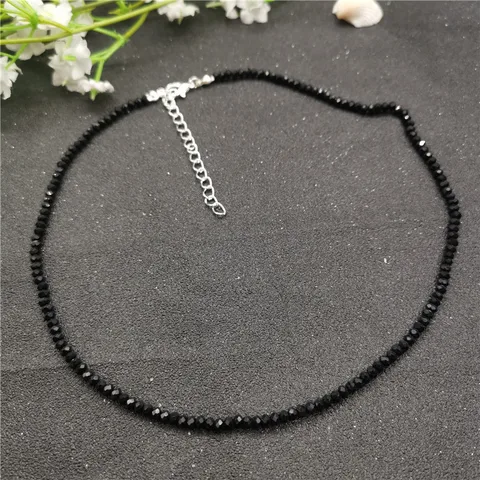 Ожерелье-чокер с черными бусинами 40 см и кристаллами для женщин, ожерелье с бусинами 3 мм в богемном стиле, 2019, модная женская бижутерия для вечеринки, Новое поступление