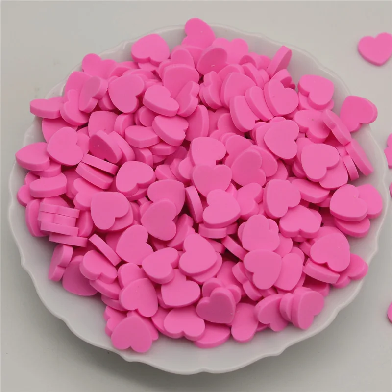 Hot pink 300 шт.(50 г) 8 мм полимерные Горячая полимерная глина, с милыми сердечками для ремесленничество, сделай сам, конфетти Slime украшения - Цвет: Hot pink