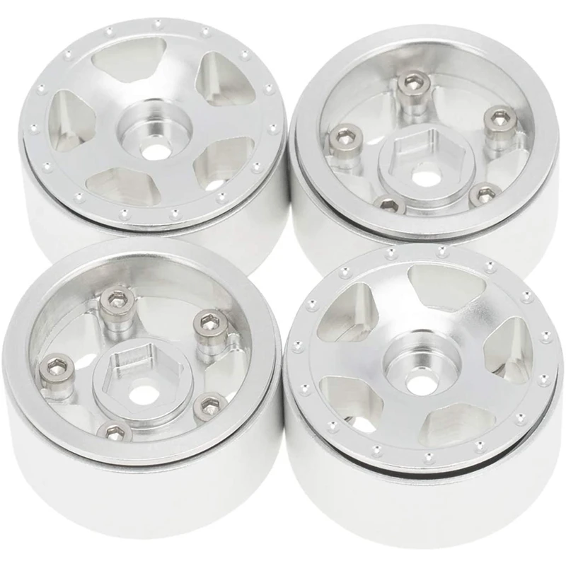 

for Axial SCX24 90081 1/24 RC Crawler Car 4PCS 1.0 Metal Beadlock Wheel Rim Wheel Hub Upgrade Parts Accessories