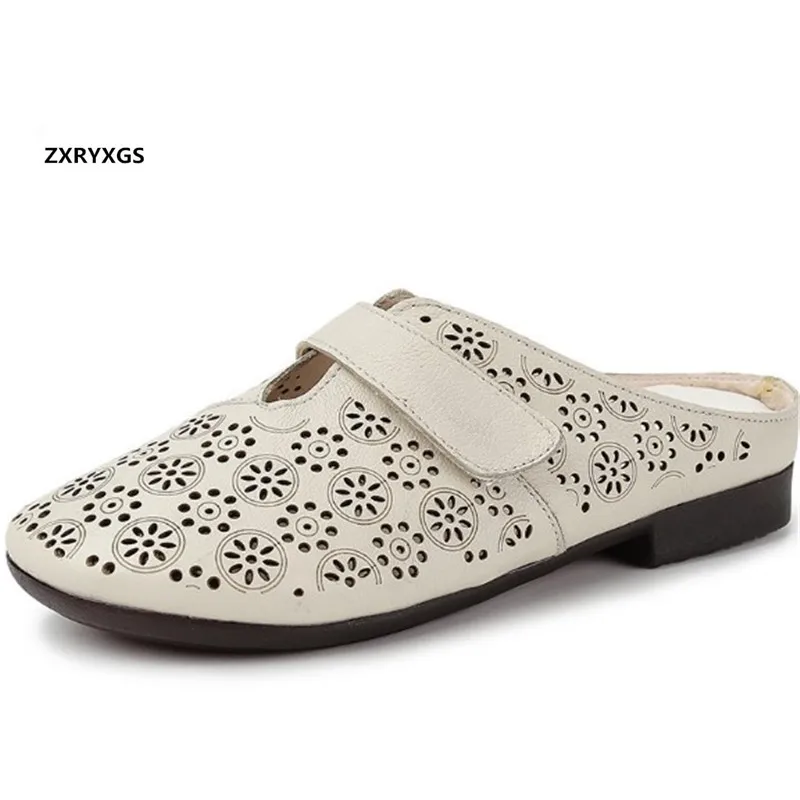 

Новинка 2020 года; Тапочки из натуральной кожи с круглым носком; Модные сандалии; Элегантная удобная повседневная обувь; Летние женские санда...