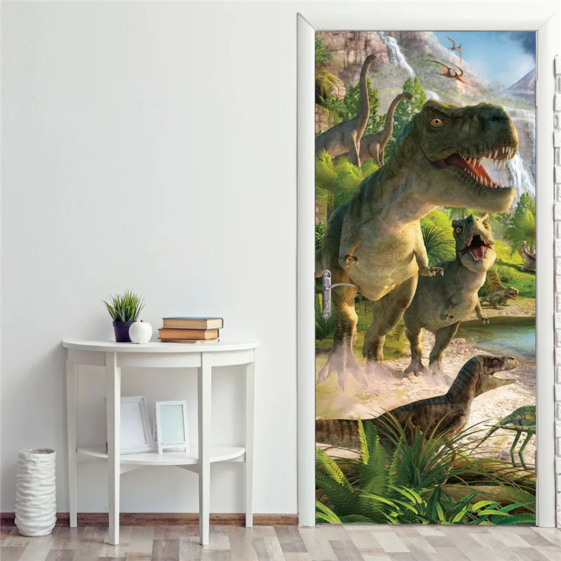 Обои на дверь период Юрского периода наклейка динозавра мира большие Szies