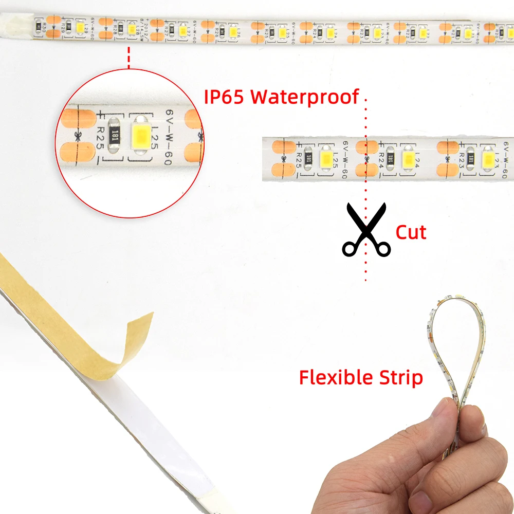 Светодиодная лента USB 2835 SMD 5 в постоянного тока гибкая светодиодная с