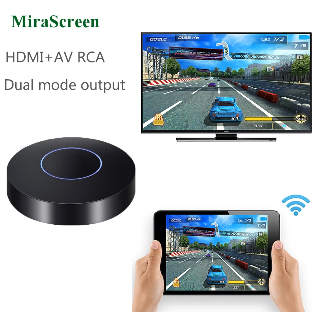 Для автомобиля Airplay Miracast Mira экран Wifi беспроводной дисплей ключ аналоговый AV RCA HDMI