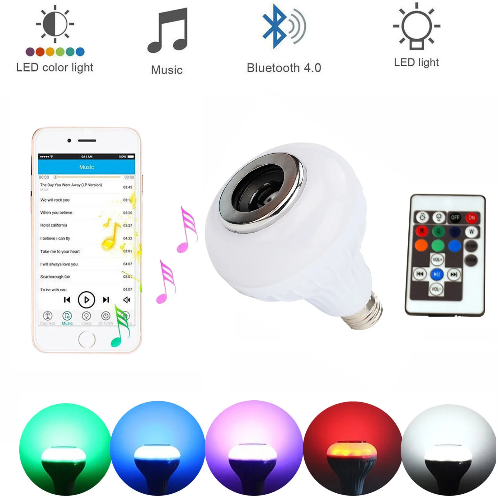 Умсветодиодный светодиодная RGB лампа E27 беспроводной светильник с 17 клавишами и