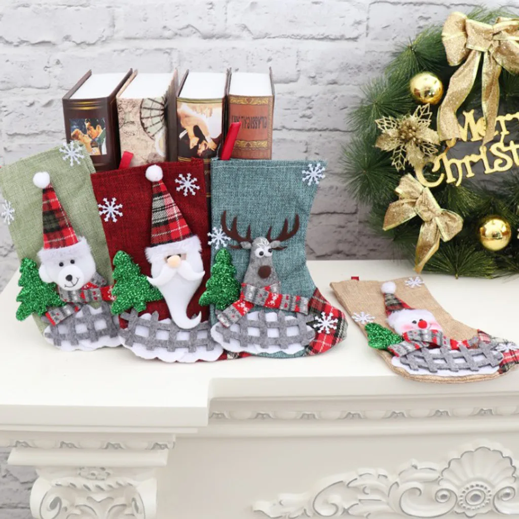 Christmas goods Candy Gift Bag Decoration Props Santa Claus Reindeer Snowman Socks Snowflake Decor Tree Hanging Ornaments F920 | Дом и сад