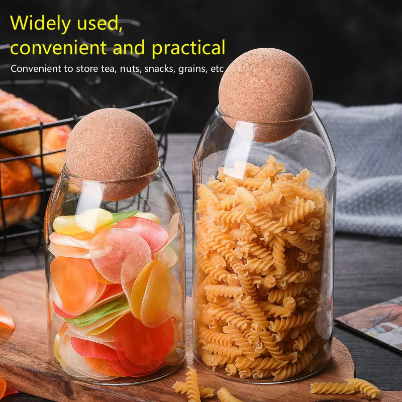 Borosilicate Transparent Lead-Free Glass Sealed Can Storage Tank Grains Jar Creative Cork Tea Containers | Дом и сад