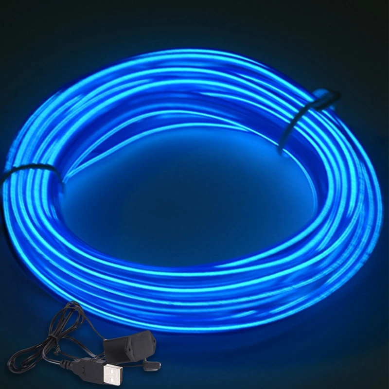 

5M Car Interior Accessories Atmosphere Lamp EL Cold Light Line With USB DIY Decorative Dashboard Console Auto LED Ambient Lights