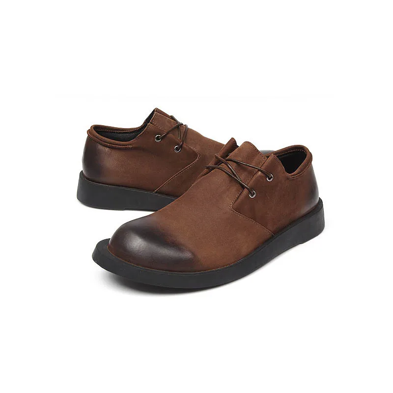 Мужские повседневные ботинки из натуральной коровьей кожи черные дышащие