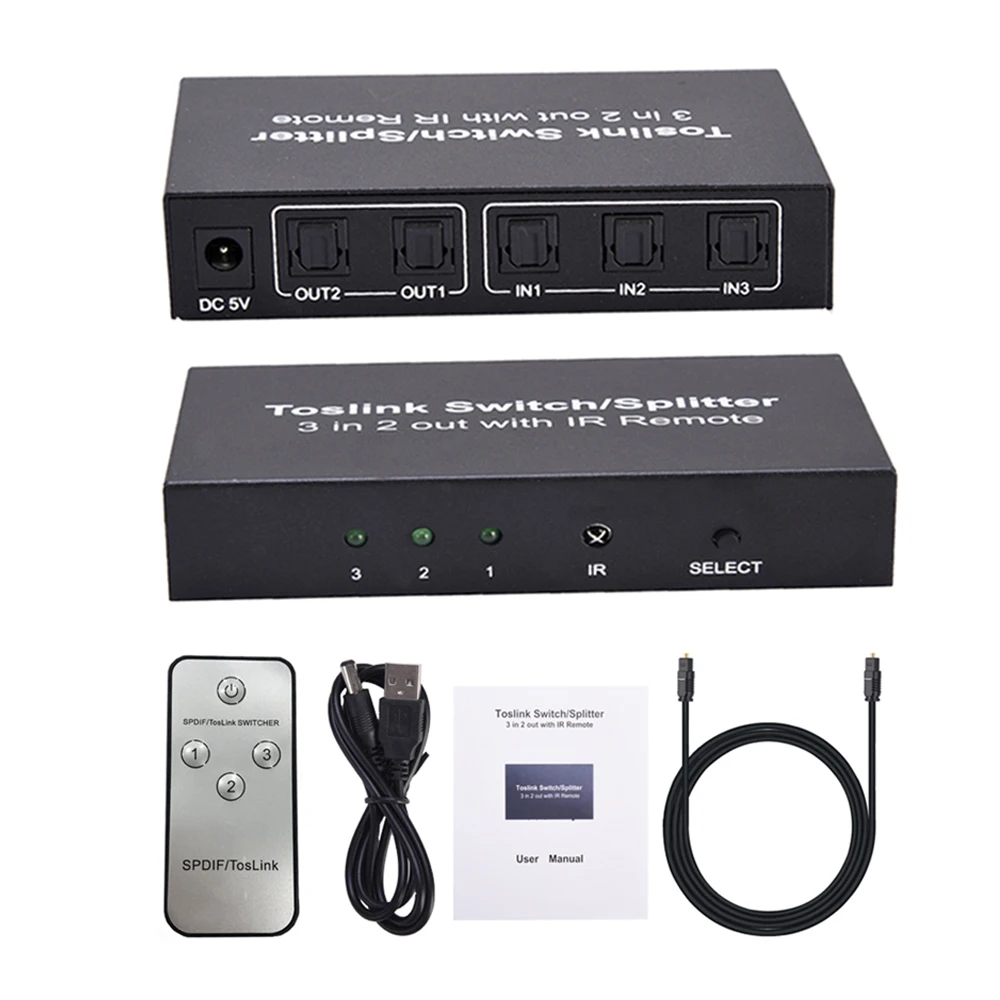 Для DVD ps4 3 в 2 выхода оптический аудио переключатель SPDIF/TOSLINK коммутатор сплиттер