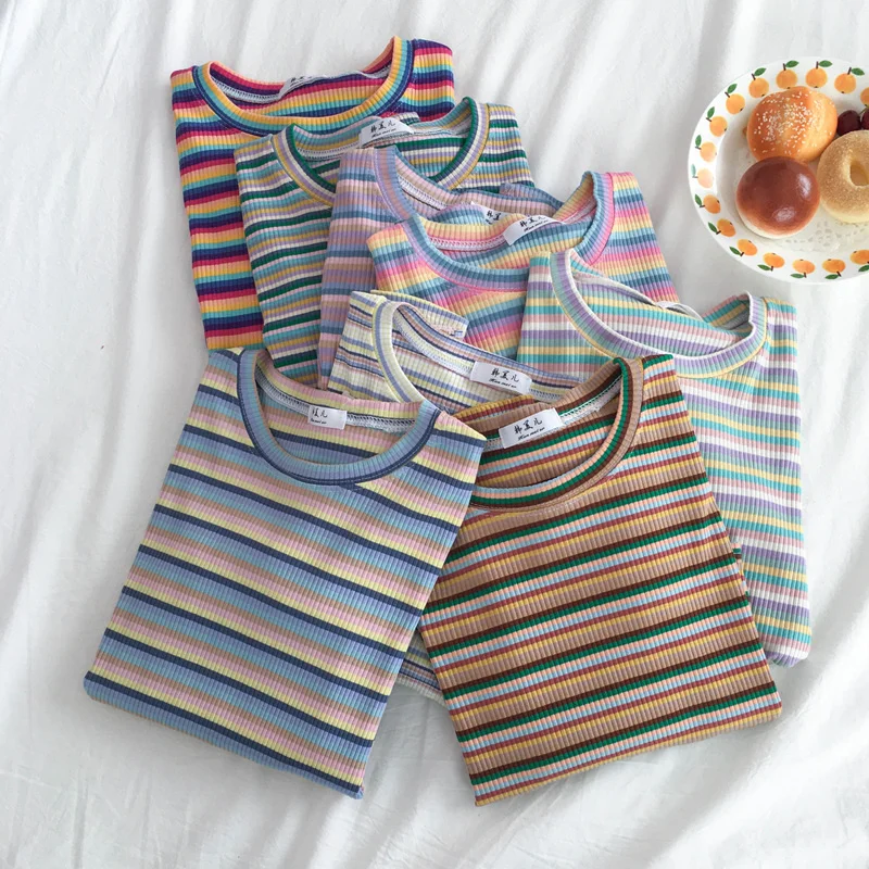 

Autumn New European Goods Striped Long-Sleeved T-shirt Women's Bottoming Shirt Scheming Chic Hong Kong Style Top Design