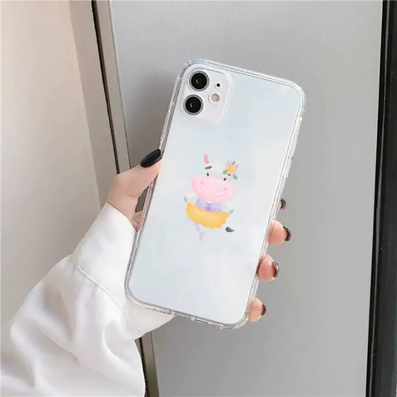 

Cute hippo cartoon Elephant Phone Case Transparent soft For iphone 5 5s 5c se 6 6s 7 8 11 12 plus mini x xs xr pro max