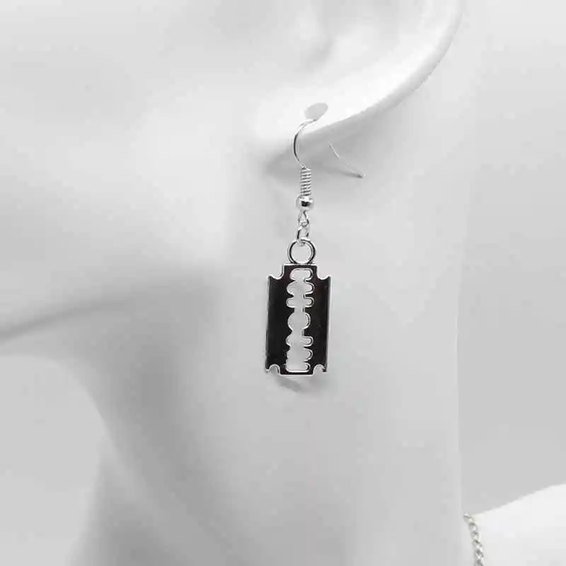 Модные Подвесные серьги в стиле панк с металлическим лезвием мужские бритвенные