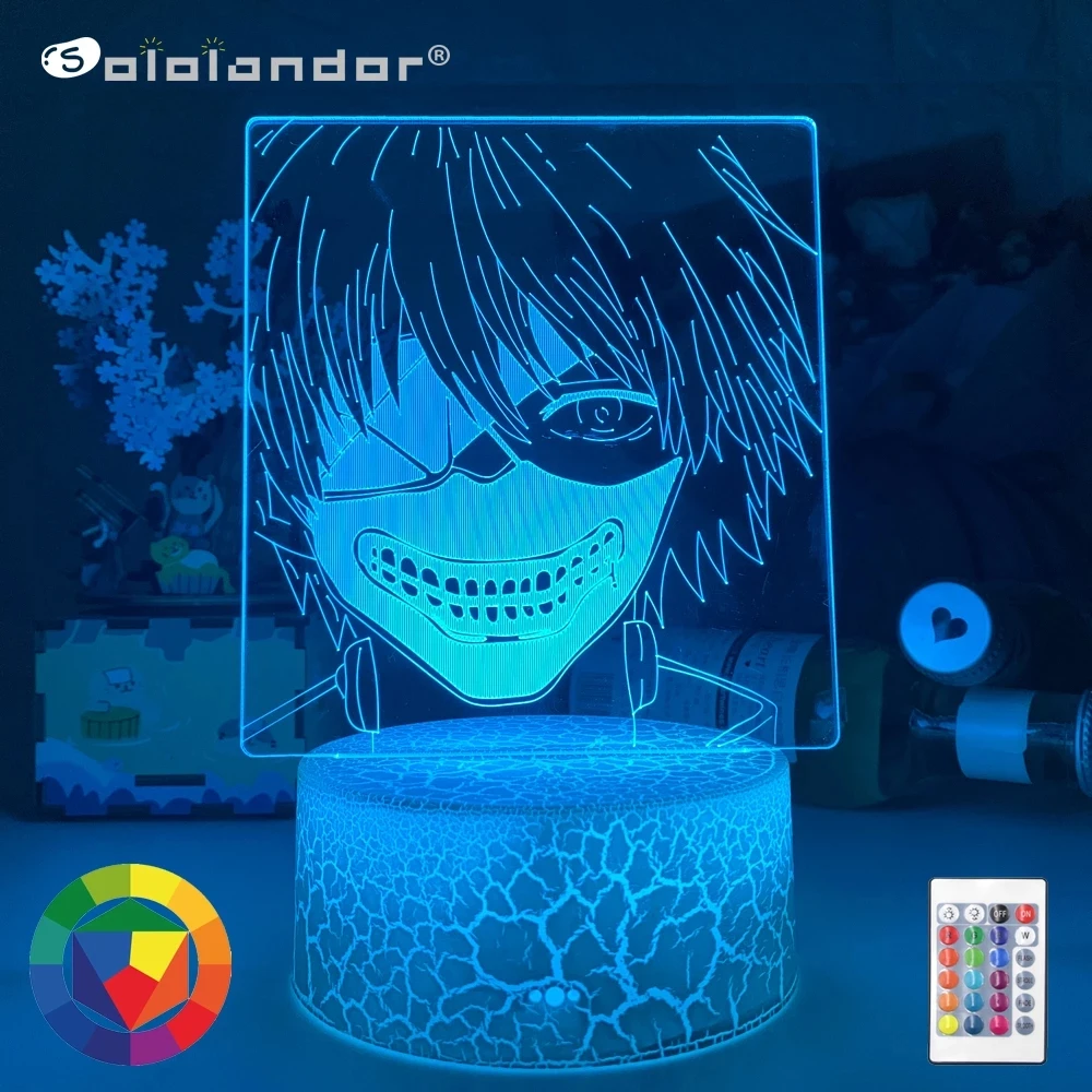 

Новый аниме Токийский Гуль Кен канеки 3d лампа для спальни Декор Светильник крутой подарок на день рождения Токийский Гуль светодиодный ноч...