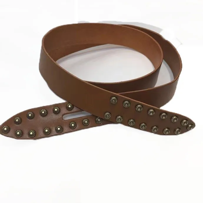 

Women Brown Belt Clothes Decor Fashion Lady Faux Leather Rivet Belts Accessories