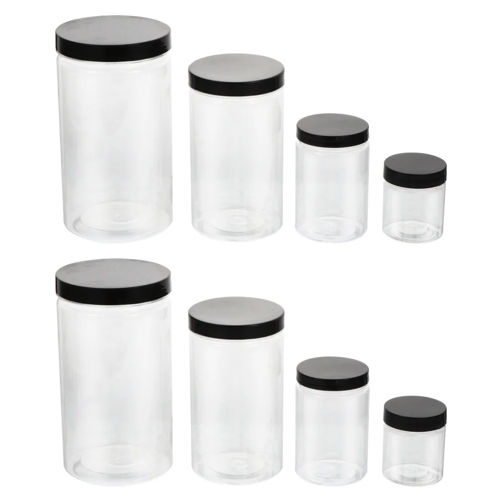 

8pcs Moisture-proof Foods Cans Pots Sugar Honey Jars with Black Lid
