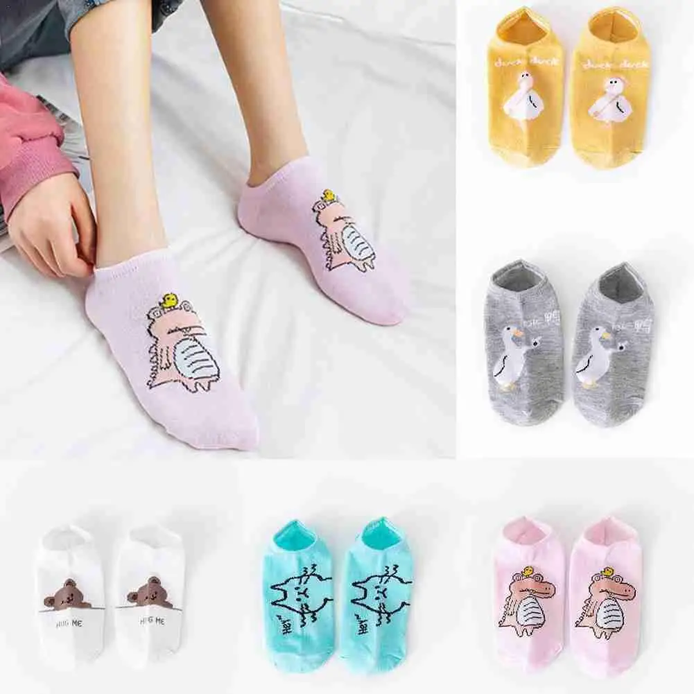 

Hot Sell Animal Printed Ankle Socks Woman Girl Cute Cartoon Japanese Style Young Casual Harajuku Colorful Invisible Boat Socks