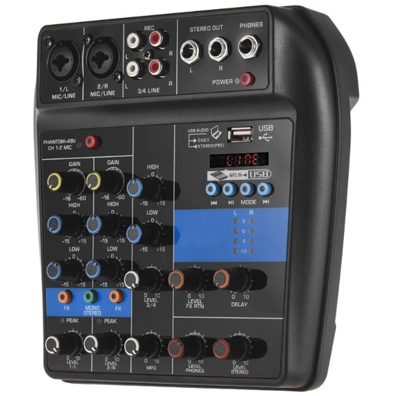 Portable Bluetooth A4 Sound Mixing Console Audio Mixer Record 48V Phantom Power Effects 4 Channels With Usb(Eu Plug) | Электроника
