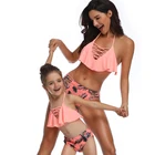 Одинаковые летние купальники для всей семьи, высокое качество, женский купальник бикини купальный костюм для девочек, детский пляжный купальный костюм для родителей и детей, От 3 до 12 лет