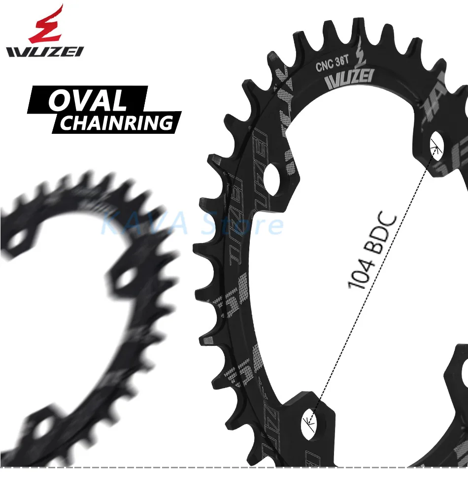 WUZEI велосипед 104BCD кривошипная овальная Звездочка 30 T/32 T/34 T/36 T/38 T MTB велосипед узкая широкая Звездочка горный однозуб пластина запчасти