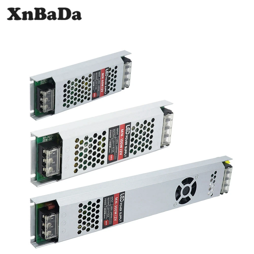 DC12V 24V Ультра тонкий светодиодный Питание трансформаторы адаптер переключатель