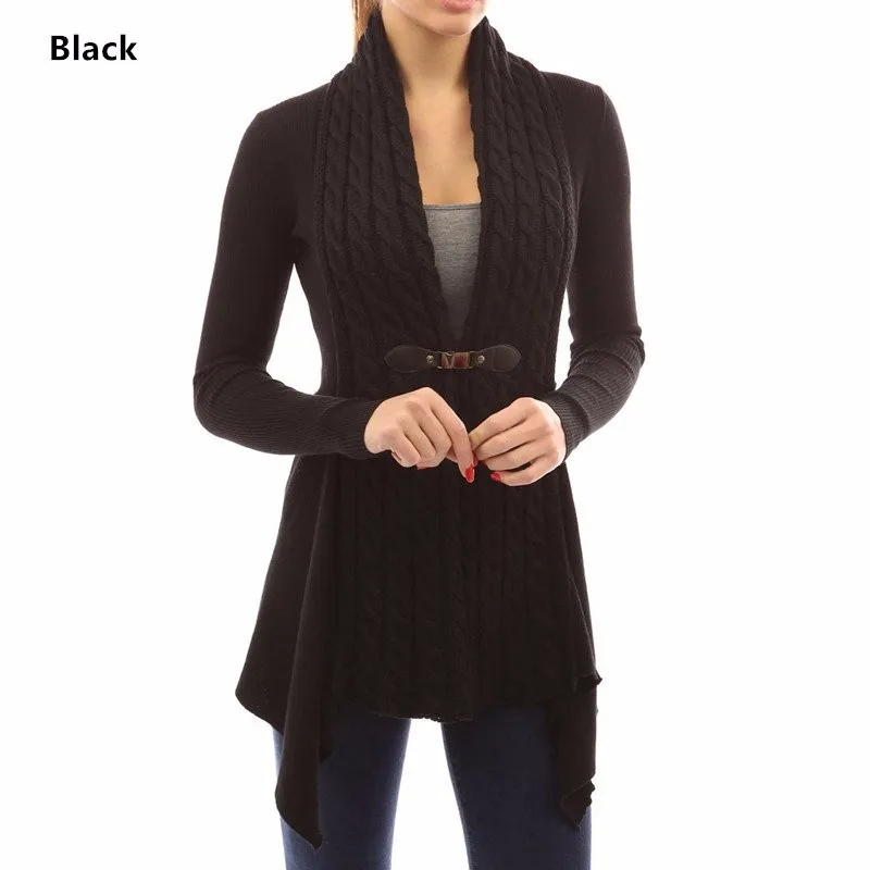 

2020 Autumn Female Cardigans Black Long Cardigan Long SleeveTop Lrregular Knitwear Cardigan Coat Ladies Solid Color Slim Sweater