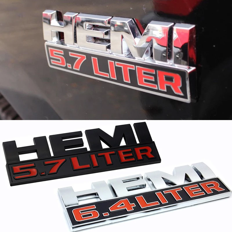

For Dodge HEMI 5.7 6.4 LITER Emblem Challenger Jcuv Caliber RAM Journey Caravan Nitro Durango 3D Metal Car Sticker Decoration