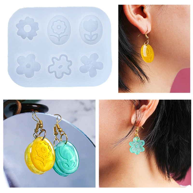 

M2EA Epoxy Resin Earring Mold, Flowers Pendant Silicone Mould, DIY Casting Molds for Women Decors Jewelry Making Handcraft