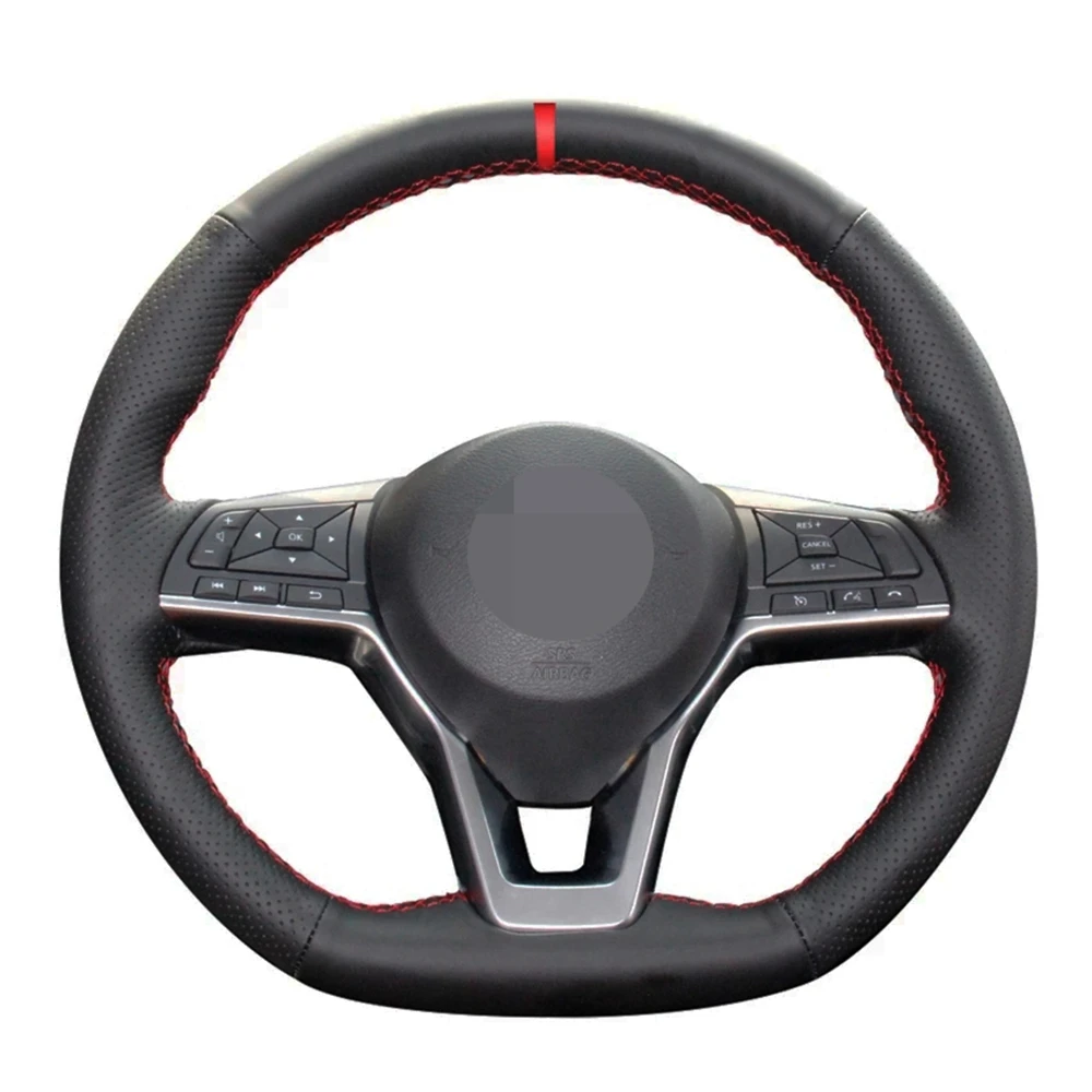 Car Steering Wheel Cover Soft Black Artificial Leather For Nissan Qashqai X-Trail Leaf Juke Micra Serena 2017 2018-2020 Altima