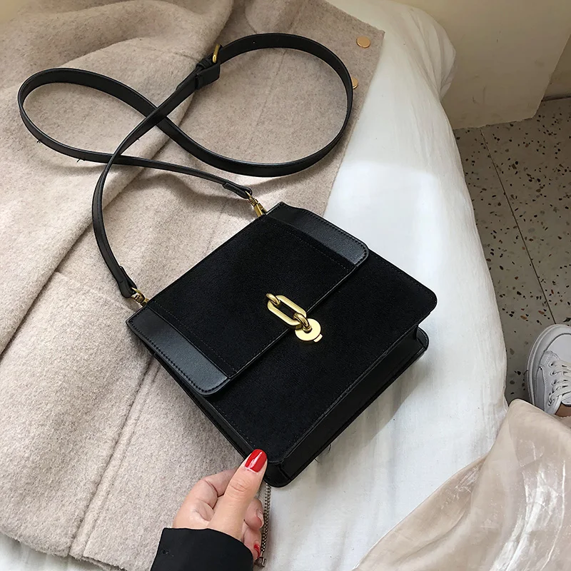 13 CM Black Винтажная модная женская сумка с откидным верхом Новая высококачественная матовая женская дизайнерская сумка из искусственной кожи с замком - Color: 13 CM Black