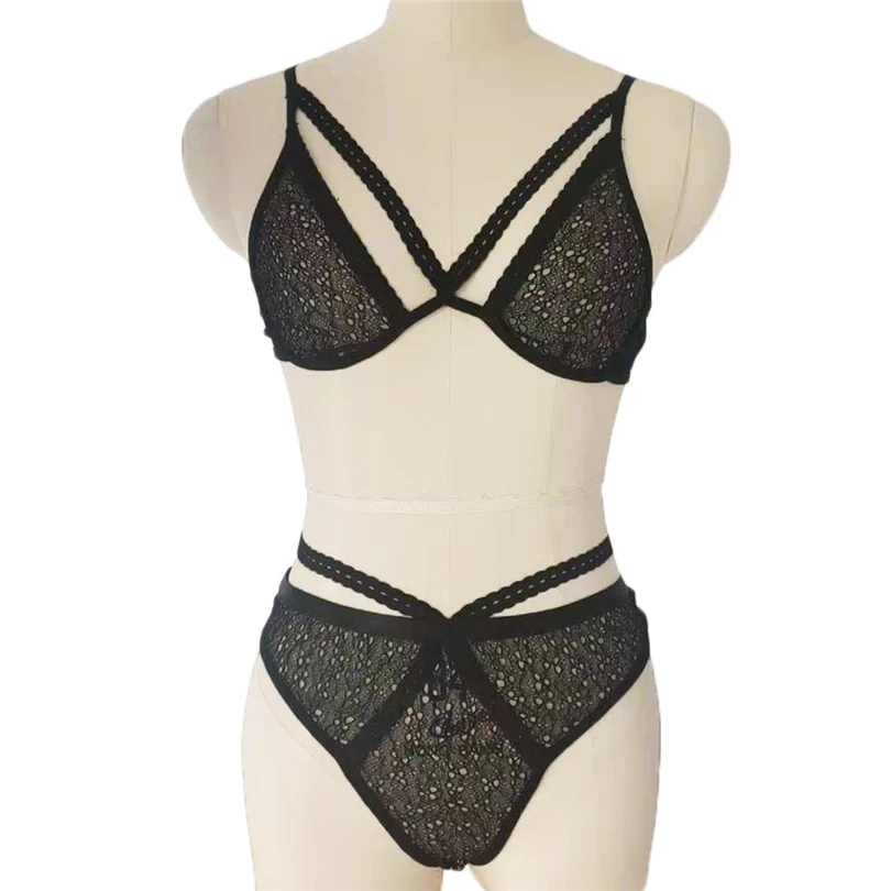 

Women Lace Sexy Lingerie Underwear Hollow Plus Size Bra Thong 2PC Set S-3XL Underwear Bra and Panty Set Bra-set Bodysuit J50
