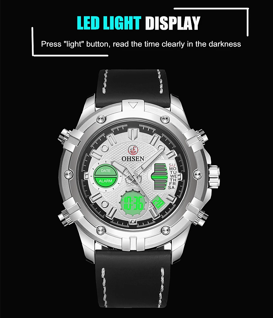 Модные мужские кварцевые часы черные армейские водонепроницаемые с двойным