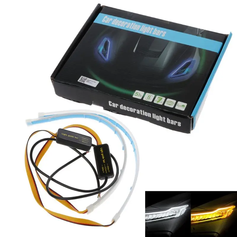 

Hot 1 Pair Car Turn Signal Strip Decoration Light Bar Super Slim Waterproof YHQ