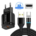 Зарядное устройство QC 3,0 с портом USB Type-C, магнитное, 3 А, кабель Micro USB для быстрой зарядки Xiaomi POCO X3, M3, Mi 10 Lite, Redmi 3s, 4A, 5, Note 8, 9 Pro