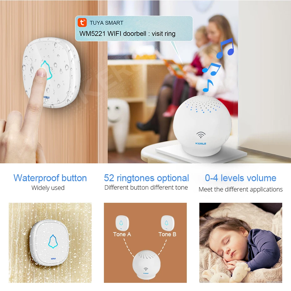 Умная домашняя система охранной сигнализации KERUI WM5221 Tuya Wi Fi дверной звонок 52