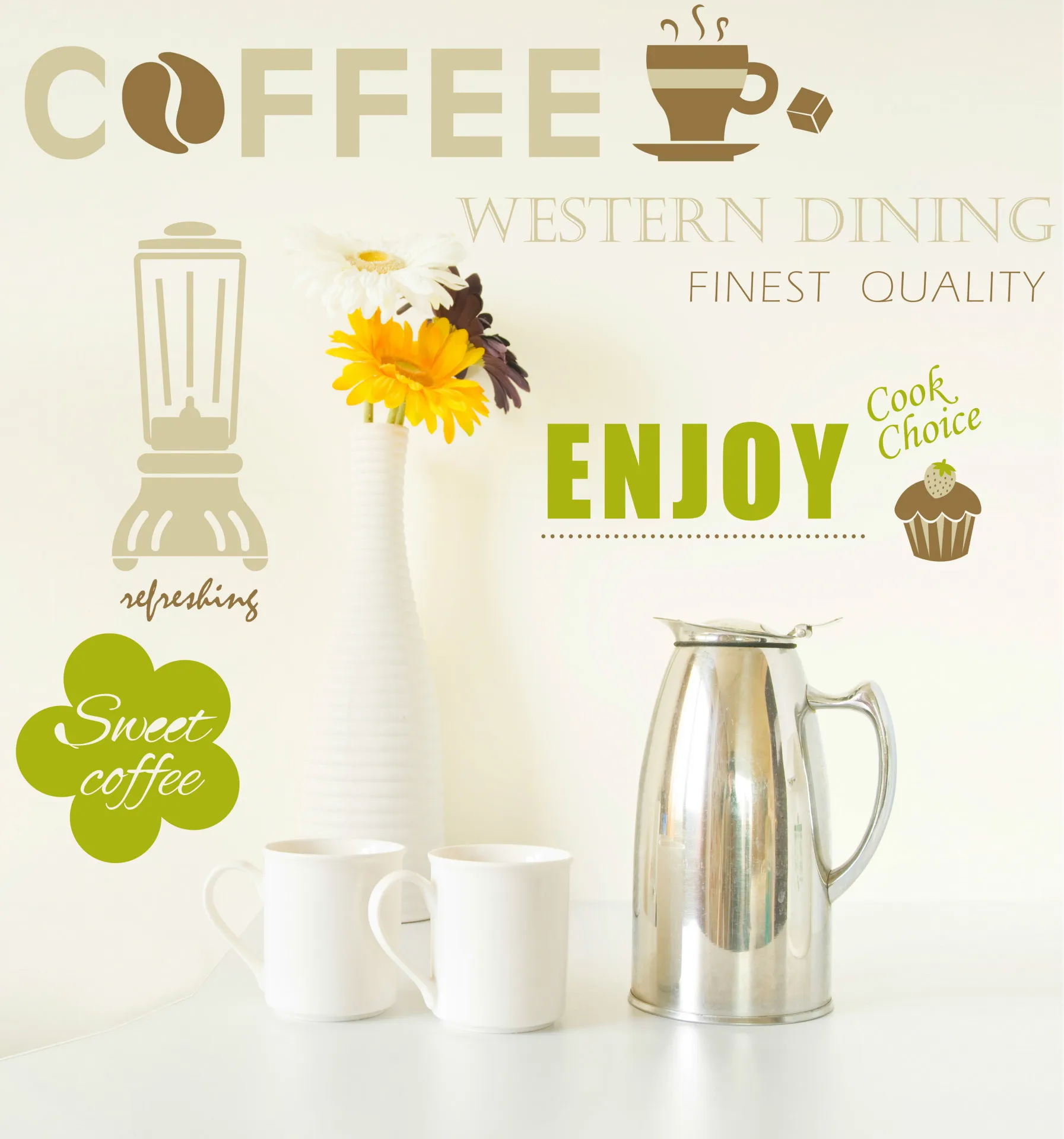 

Cute Coffee Cup Wall Sticker Living Room Kitchen Coffee Shop Home Decoration Decal Have A Good Time Stickers Removable Wallpaper