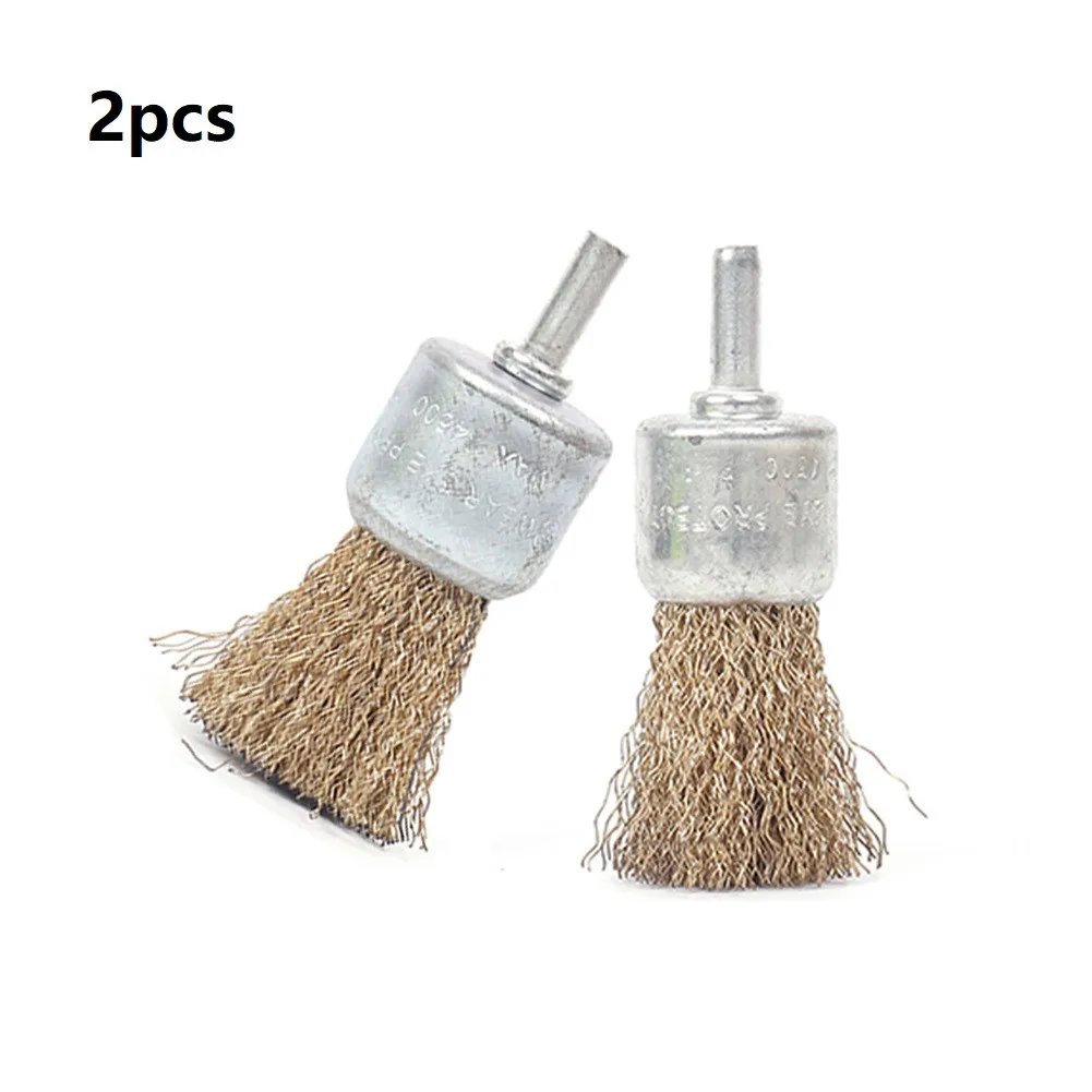 

2pcs 6mm Shank Crimped Wire Brush Rotary Power Tool 25/30mm For Deburring Polish Polishing Grinding Cleaning Hand Tool