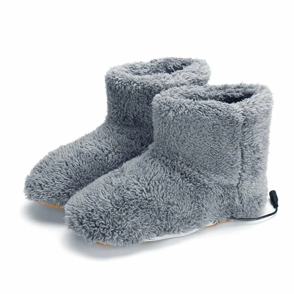 

Electric Heated Shoes Comfortable Plush Foot Warmer Shoes Washable USB Charging Electric Heating Shoes for Gift