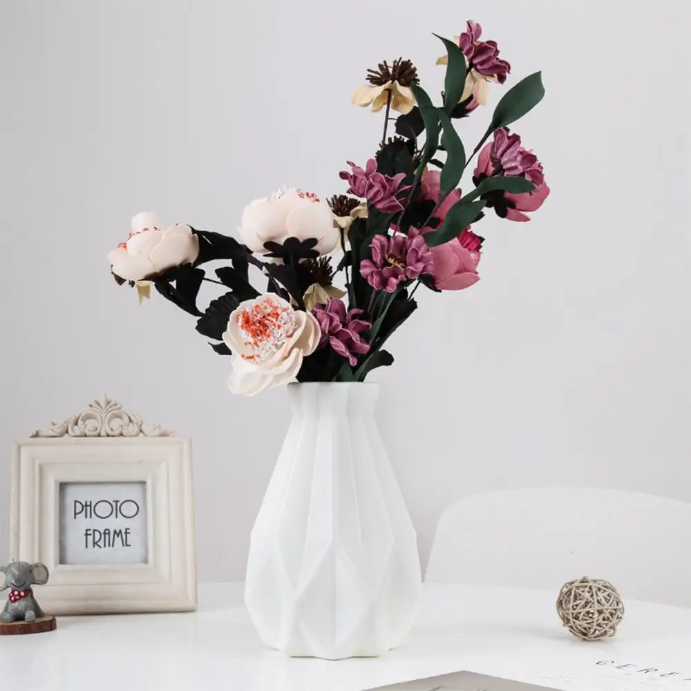 Beautiful Flower Vase Anti Fall Living Room Portable Nordic Plastic Desktop Balcony Pe Ornament Imitation Ceramic | Дом и сад